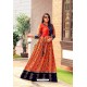 Orange Rayon Printed Readymade Kurti