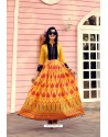 Yellow Rayon Printed Readymade Kurti