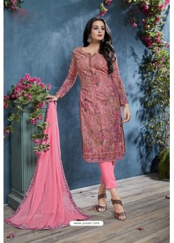 Light Pink Cotton Lawn Printed Straight Suit