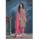 Mehendi And Pink Cotton Lawn Printed Straight Suit