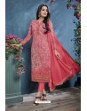 Crimson Cotton Lawn Printed Straight Suit