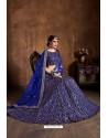 Royal Blue Raw Silk Embroidered Designer Lehenga Choli