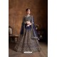 Navy Blue Raw Silk Glitter Embroidered Designer Lehenga Choli