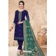 Violet Pure Cotton Zari Worked Straight Suit
