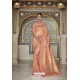 Peach Meenakari Weaving Silk Designer Saree