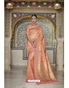 Peach Meenakari Weaving Silk Designer Saree