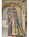 Grey Meenakari Weaving Silk Designer Saree