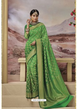 Forest Green Weaving Silk Jacquard Work Designer Saree
