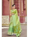 Green Cotton Printed Saree