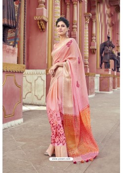 Pretty Pink Cotton Printed Saree