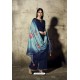 Royal Blue Georgette Moti Worked And Embroidered Straight Suit