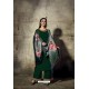 Dark Green Georgette Moti Worked And Embroidered Straight Suit