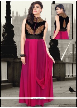 Delightful Zari Work Velvet Designer Gown