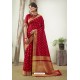 Red Art Silk Stone Worked Saree