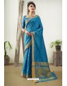 Blue Art Silk Stone Worked Saree