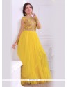 Brilliant Yellow Net Floor Length Gown