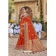 Orange Weaving Silk Embroidered Stone Worked Designer Saree