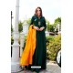 Dark Green Muslin Handworked Designer Gown
