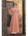 Peach Rayon Heavy Embroidered Gown