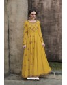 Yellow Rayon Heavy Embroidered Gown
