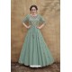 Grayish Green Rayon Heavy Embroidered Gown