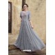 Grey Rayon Heavy Embroidered Gown