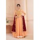 Light Orange Tusaar Silk Embroidered Anarkali Suits
