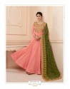 Peach Tusaar Silk Embroidered Anarkali Suits