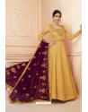 Yellow Tusaar Silk Embroidered Anarkali Suits