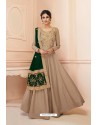 Beige Tusaar Silk Embroidered Anarkali Suits