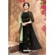 Black Faux Georgette Heavy Embroidered Floor Length Suit