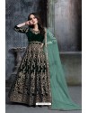 Dark Green Velvet Heavy Zari Worked Designer Anarkali Suit