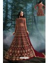 Maroon Net Embroidered And Stone Worked Anarkali Suit