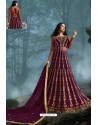 Purple Net Embroidered And Stone Worked Anarkali Suit