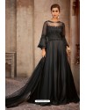 Black Silk Georgette Embroidered Floor Length Suits