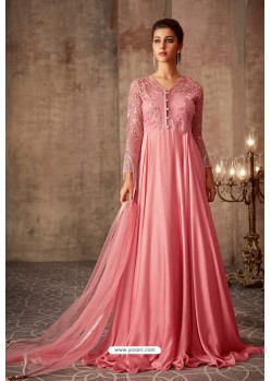 Pink Silk Georgette Embroidered Floor Length Suits