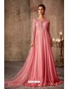Pink Silk Georgette Embroidered Floor Length Suits