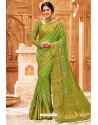 Parrot Green Weaving Silk Designer Saree