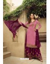 Hot Pink And Purple Satin Georgette Designer Palazzo Suit