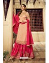 Gold And Rani Satin Georgette Designer Palazzo Suit