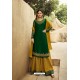 Dark Green And Mustard Satin Georgette Designer Palazzo Suit