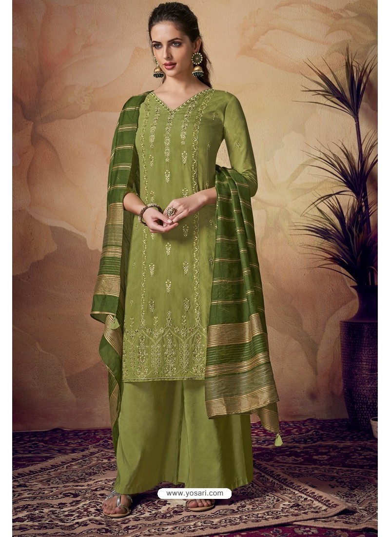 Buy Green Viscose Banarasi Palazzo Suit | Palazzo Salwar Suits