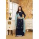 Navy Blue Satin Georgette Embroidered Palazzo Suit