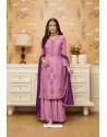 Light Pink Satin Georgette Embroidered Palazzo Suit