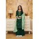 Dark Green Satin Georgette Embroidered Palazzo Suit