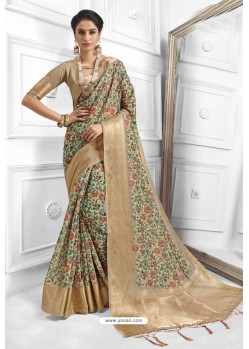Classy Multi Colour Cotton Weaving Worked Saree