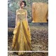 Miraculous Resham Work Net Mustard And Brown Designer Gown