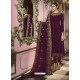 Purple Faux Georgette Embroidered Straight Suit