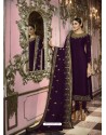 Violet Faux Georgette Embroidered Straight Suit