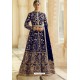 Royal Blue Velvet Beautiful Embroidered Anarkali Suit